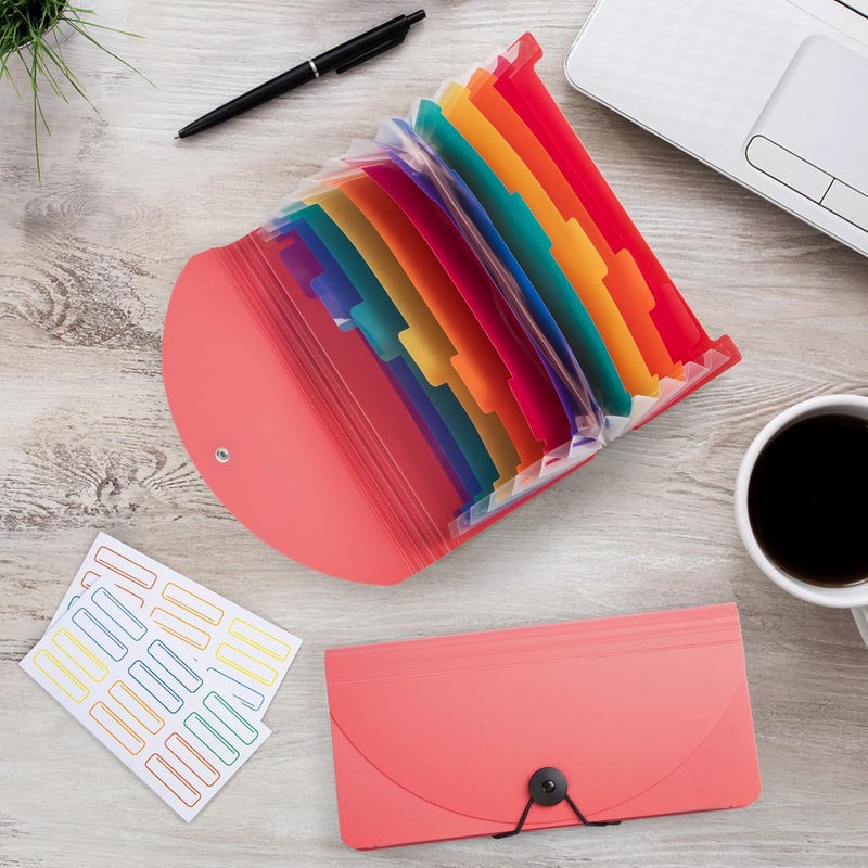RIEJIN 13 Pocket A6 Receipt Organizer, 2 Pack Small Accordion File Organizer, Coupon Organizer with Labels - Pink - Image 5